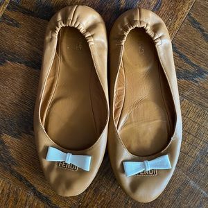 Fendi Tan Ballet Flats